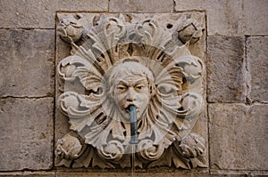 Beautiful detail of the Onofrio`s Fountain in Dubrovnik, Croatia