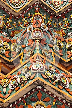 Beautiful detail of pagoda at Wat Pho , Bangkok, Thailand.