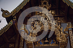 Beautiful details of Thai fine arts at Buddhist temple