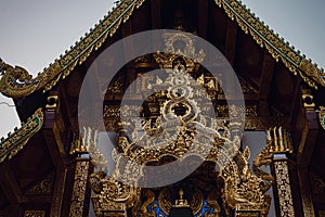 Beautiful details of Thai fine arts at Buddhist temple