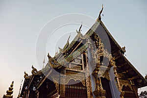 Beautiful details of Thai fine arts at Buddhist temple