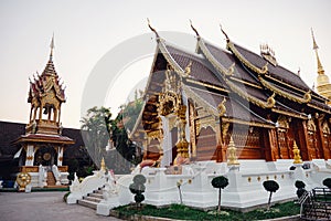 Beautiful details of Thai fine arts at Buddhist temple