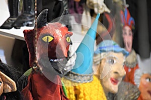 Devil`s face, puppet
