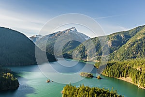 Beautiful Diablo lake in the mountains Washington state USA