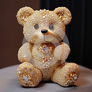 Beautiful diamond encrusted teddybear Generative AI