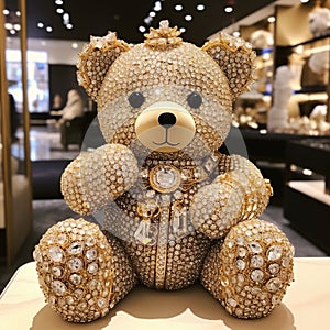 Beautiful diamond encrusted teddybear Generative AI