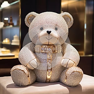 Beautiful diamond encrusted teddybear Generative AI