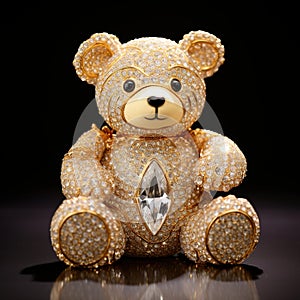 Beautiful diamond encrusted teddybear Generative AI