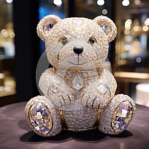 Beautiful diamond encrusted teddybear Generative AI