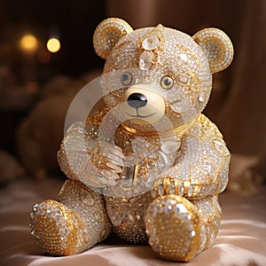 Beautiful diamond encrusted teddybear Generative AI