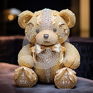 Beautiful diamond encrusted teddybear Generative AI