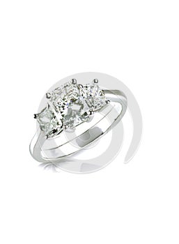 Beautiful diamond wedding engagment band ring solitaire with multiple halo stones