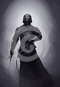 Beautiful digital artwork. Black knight armor design.