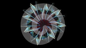 Beautiful digital color flower, Fantasy design glowing 3d Abstract flower petals on a black background. 3d rendering