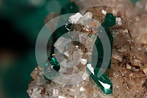 Beautiful Dioptase Crystals in Calcite matrix stone