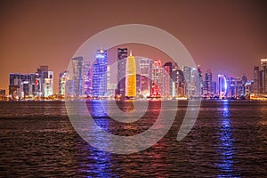 Beautiful Doha City skyline at night