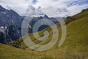 Beautiful Dolomites landscape - view from the Viel del Pan mountain trail