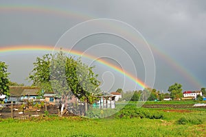 Beautiful double rainbow after rain