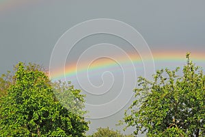 Beautiful double rainbow after rain