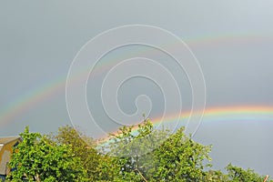 Beautiful double rainbow after rain