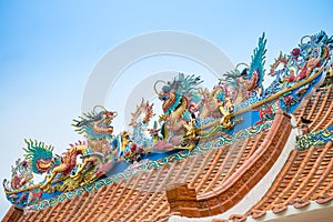 Beautiful dragon in Chinese temple, Kanchanaburi Thailand