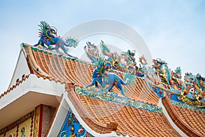 Beautiful dragon in Chinese temple, Kanchanaburi Thailand