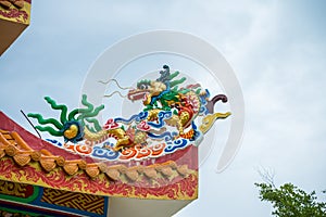 Beautiful dragon in Chinese temple, Kanchanaburi Thailand