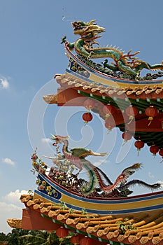 Beautiful Dragon and Phoenix decoration at Thean Hou temple