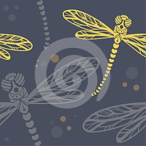 Beautiful dragonflies seamless pattern