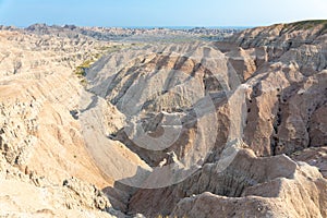 The beautiful and dramatic eroded hills and valleys of Badlands National Park.