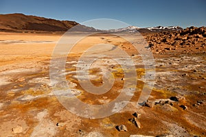 Beautiful dramatic multicolored spring landscape of Iceland like a surface of the planet Mars