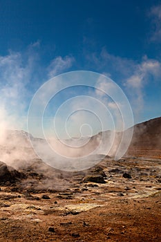 Beautiful dramatic multicolored spring landscape of Iceland like a surface of the planet Mars