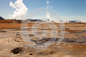 Beautiful dramatic multicolored spring landscape of Iceland like a surface of the planet Mars