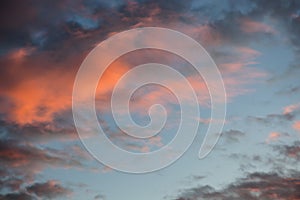 Beautiful and dramatic red clouds sky at sunset