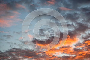 Beautiful and dramatic red clouds sky at sunset