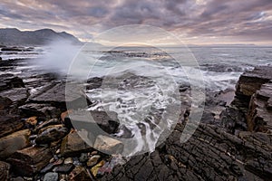 A beautiful dramatic seascape taken on a stormy cloudy morning