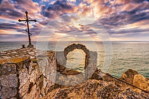 Beautiful dramatic sunrise at cape Kaliakra photo