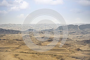 Beautiful dramatic view of the desert. Wilderness. Nature landscape. Makhtesh crater Ramon Crater, Israel