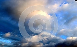 Beautiful and dramtic thunderstorm cloud formations hgih in the sky