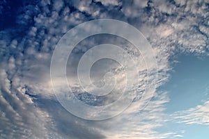 Beautiful and dramtic thunderstorm cloud formations hgih in the sky