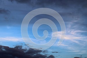 Beautiful and dramtic thunderstorm cloud formations hgih in the sky