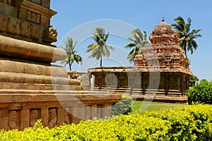 Beautiful dravidian styled architectural construction in the Brihadisvara Temple in Gangaikonda Cholapuram, india.