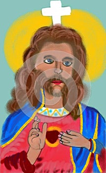 Beautiful drawing of Jesus shows oneness of the heart photo