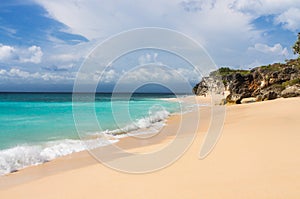 Beautiful Dreamland Beach Bali, with clean sand and rocks.