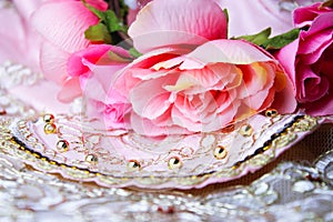 beautiful dress fabric rose
