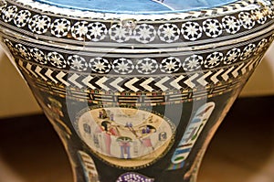 A beautiful drum with graceful pattern for playing rhythm and tact and music photo