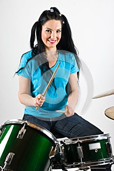 Beautiful drummer woman