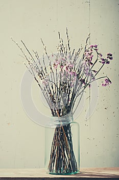 Beautiful dry flowers in a vase