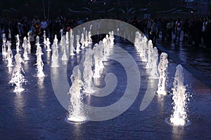 Beautiful dry fountain with illumination