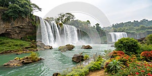 Beautiful Dry Nur Waterfall, Vietnam